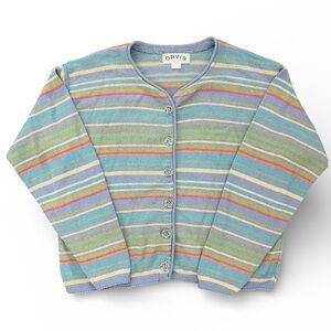 Orvis Women’s Multicolor Striped Knit Sweater Size Large Made in USA